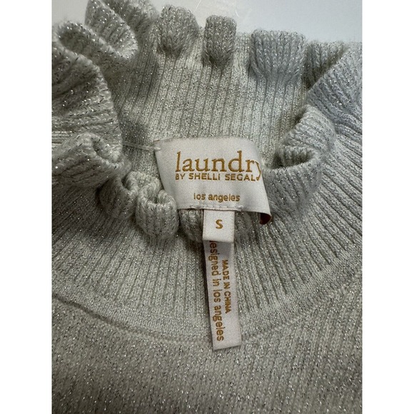 Laundry By Shelli Segal Knit Tunic Dress Silver Lurex Knit Small - Picture 9 of 9